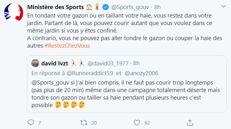 Réponse du Ministère des Sports