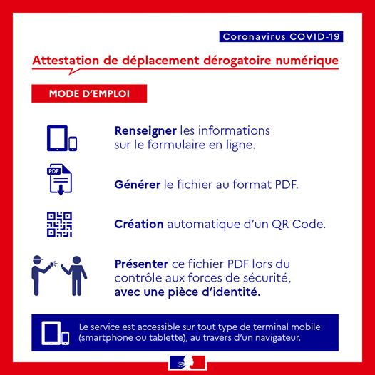 Attestation de déplacement dérogatoire numérique